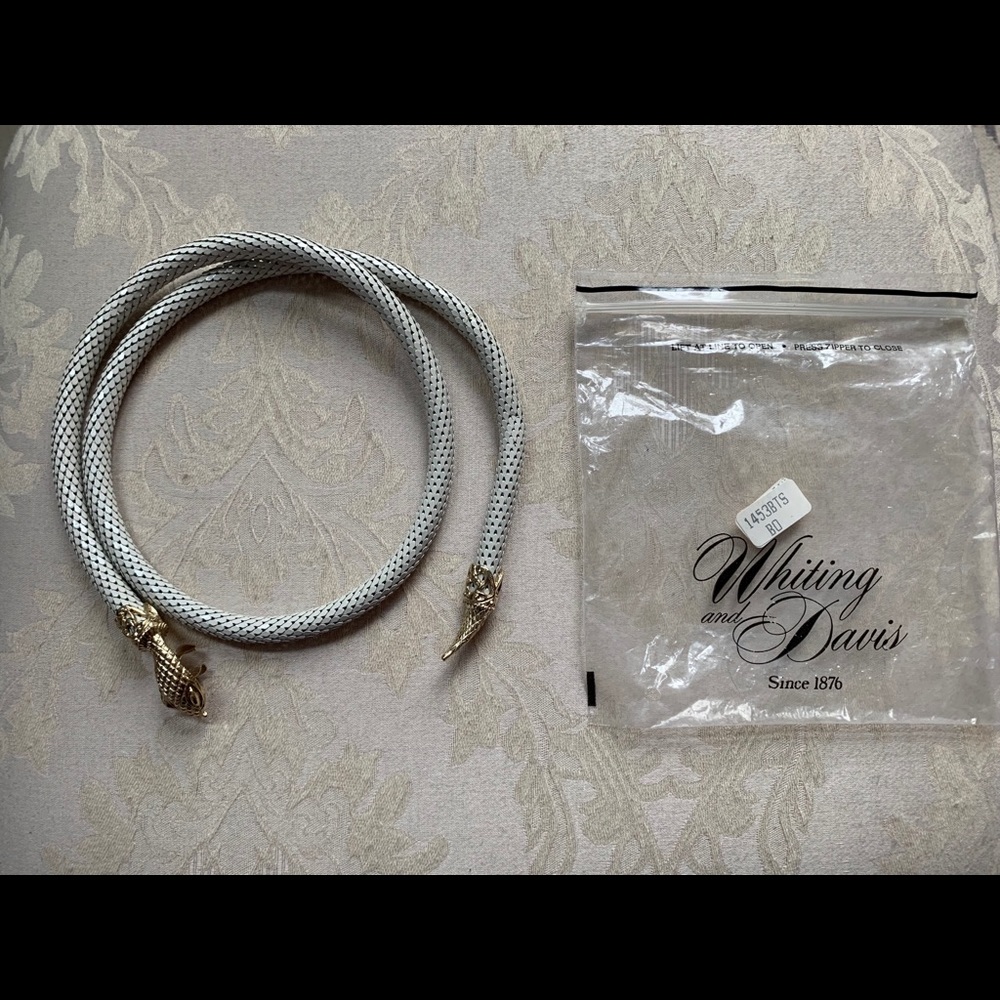 Rare Whiting and Davis white and gold snake belt